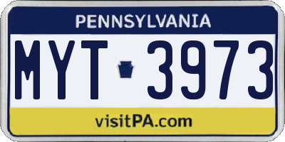 PA license plate MYT3973