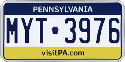 PA license plate MYT3976