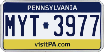 PA license plate MYT3977