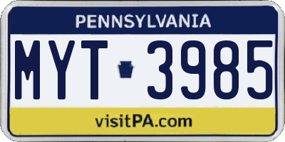 PA license plate MYT3985