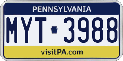 PA license plate MYT3988