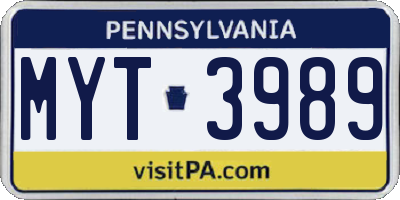 PA license plate MYT3989