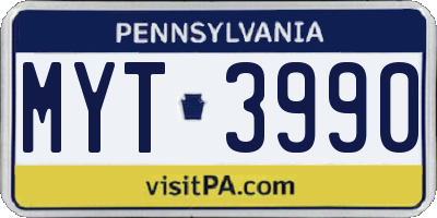 PA license plate MYT3990