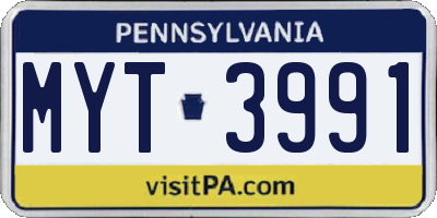 PA license plate MYT3991