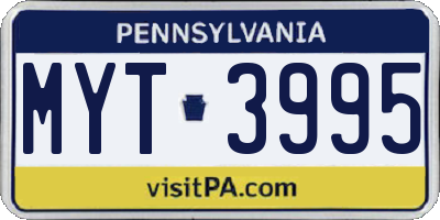 PA license plate MYT3995
