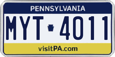 PA license plate MYT4011
