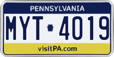 PA license plate MYT4019
