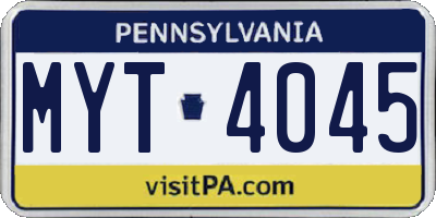 PA license plate MYT4045