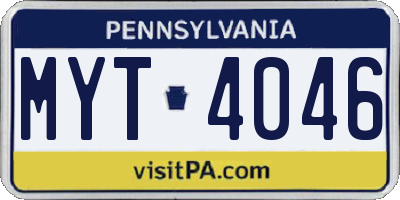 PA license plate MYT4046