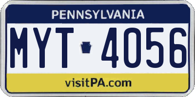 PA license plate MYT4056