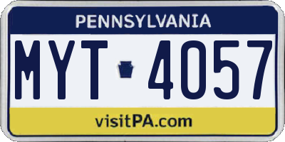PA license plate MYT4057