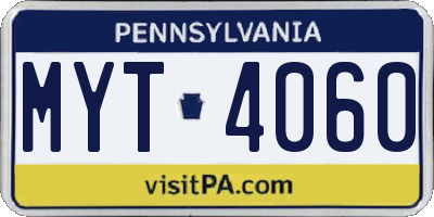 PA license plate MYT4060