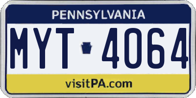 PA license plate MYT4064