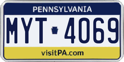 PA license plate MYT4069