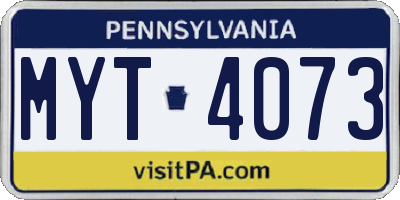 PA license plate MYT4073