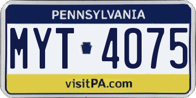 PA license plate MYT4075