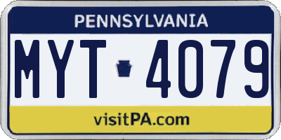 PA license plate MYT4079