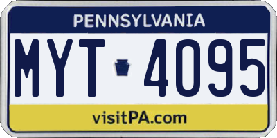 PA license plate MYT4095