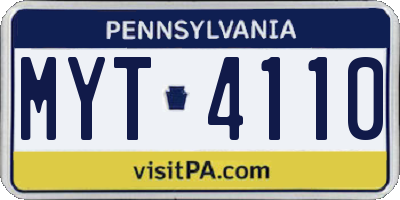 PA license plate MYT4110
