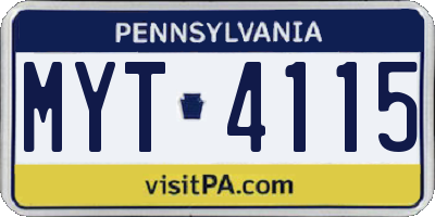 PA license plate MYT4115