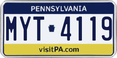 PA license plate MYT4119