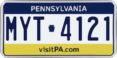 PA license plate MYT4121
