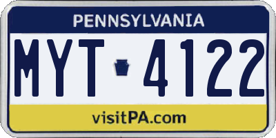 PA license plate MYT4122