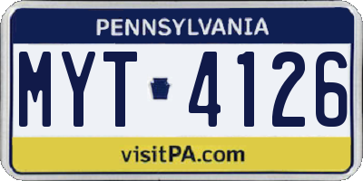 PA license plate MYT4126