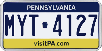 PA license plate MYT4127