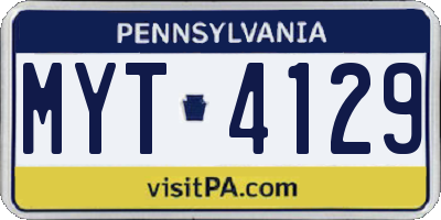 PA license plate MYT4129