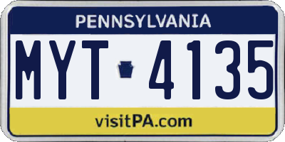 PA license plate MYT4135