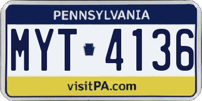 PA license plate MYT4136