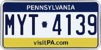 PA license plate MYT4139
