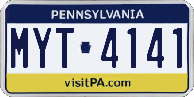 PA license plate MYT4141
