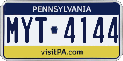 PA license plate MYT4144