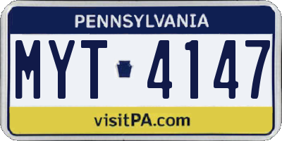 PA license plate MYT4147