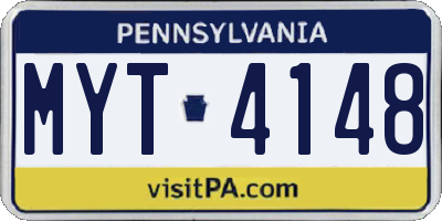 PA license plate MYT4148