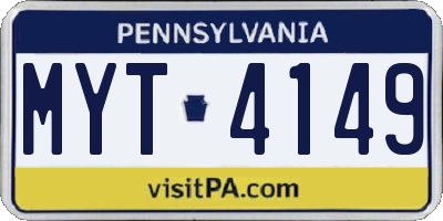 PA license plate MYT4149
