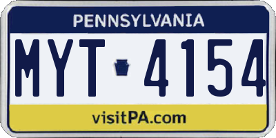 PA license plate MYT4154