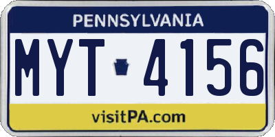PA license plate MYT4156