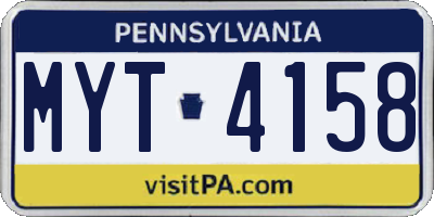 PA license plate MYT4158