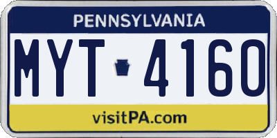 PA license plate MYT4160