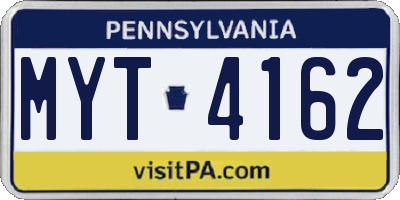 PA license plate MYT4162