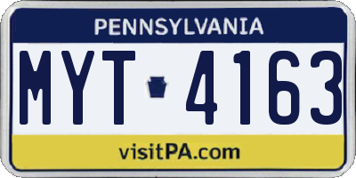PA license plate MYT4163