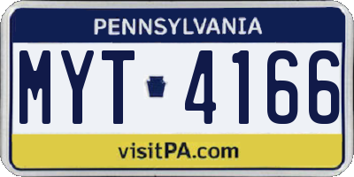 PA license plate MYT4166