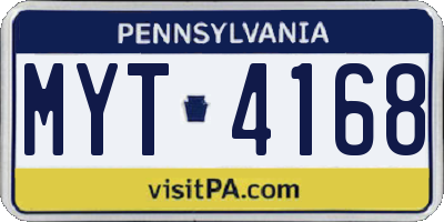 PA license plate MYT4168