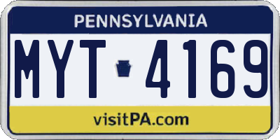 PA license plate MYT4169