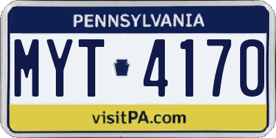 PA license plate MYT4170