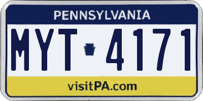 PA license plate MYT4171