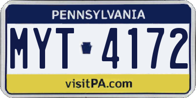 PA license plate MYT4172